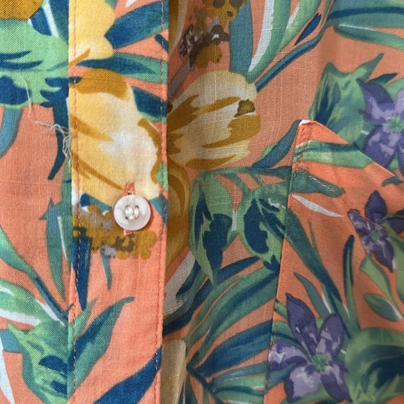 PHILOSOPHY | Anthropologie Orange & Green Casual Button Down Short Sleeve Shirt - Picture 6 of 10